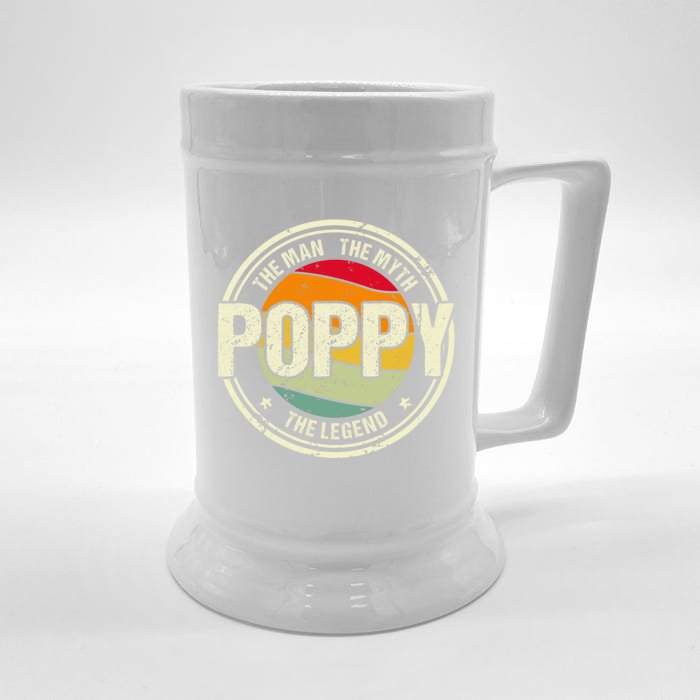 Poppy The The Myth The Legend Grandfather FatherS Day Cool Gift Front & Back Beer Stein