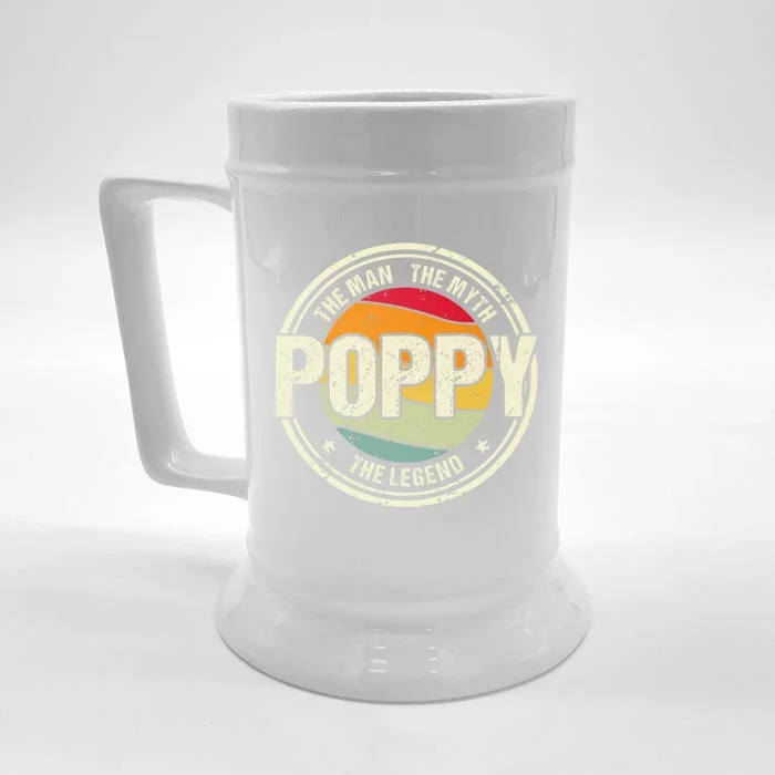 Poppy The The Myth The Legend Grandfather FatherS Day Cool Gift Front & Back Beer Stein