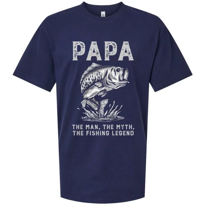 Papa The The Myth The Fishing Legend Vintage Fishing Cool Gift Sueded Cloud Jersey T-Shirt