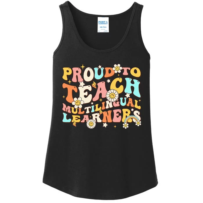 Proud To Teach Multilingual Learners Maestra Spanish Groovy Ladies Essential Tank