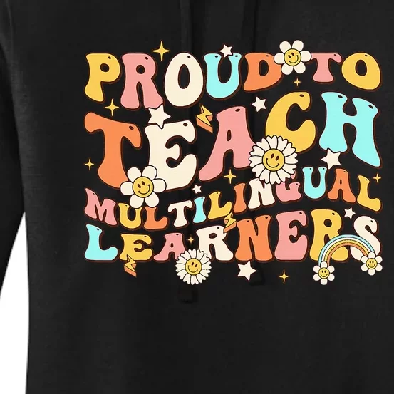 Proud To Teach Multilingual Learners Maestra Spanish Groovy Women's Pullover Hoodie