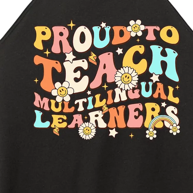 Proud To Teach Multilingual Learners Maestra Spanish Groovy Women’s Perfect Tri Rocker Tank