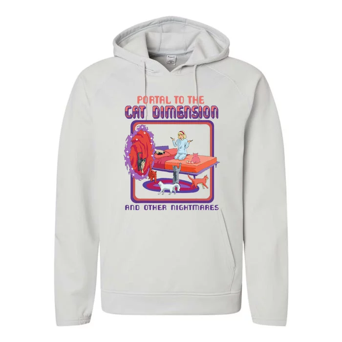 Portal To The Cat Dimension Funny Cat Kitten Lover Performance Fleece Hoodie