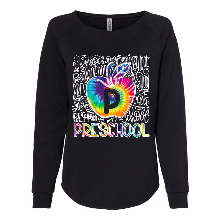 Preschool Team Typography Tie Dye Back To School Teacher Funny Gift Womens California Wash Sweatshirt