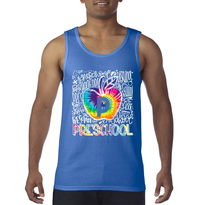 Preschool Team Typography Tie Dye Back To School Teacher Funny Gift Tank Top