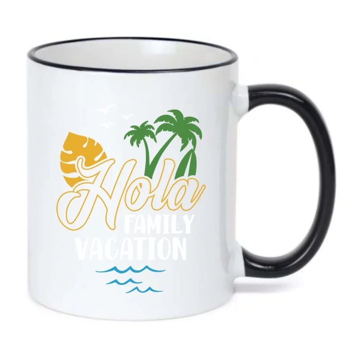 Palm Trees Tropical Summer Vacation Hola Family Vacation Gift Black Color Changing Mug