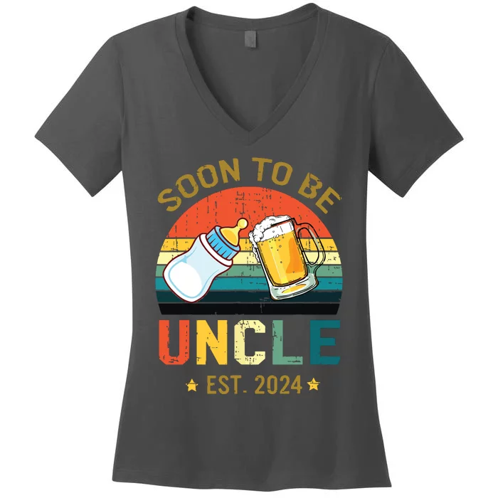 Promoted To Uncle Est 2024 Pregnancy Soon To Be Uncle Women's V-Neck T-Shirt