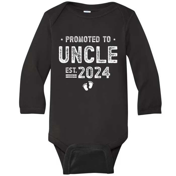 Promoted to Uncle 2024 Soon To Be Uncle Baby Long Sleeve Bodysuit