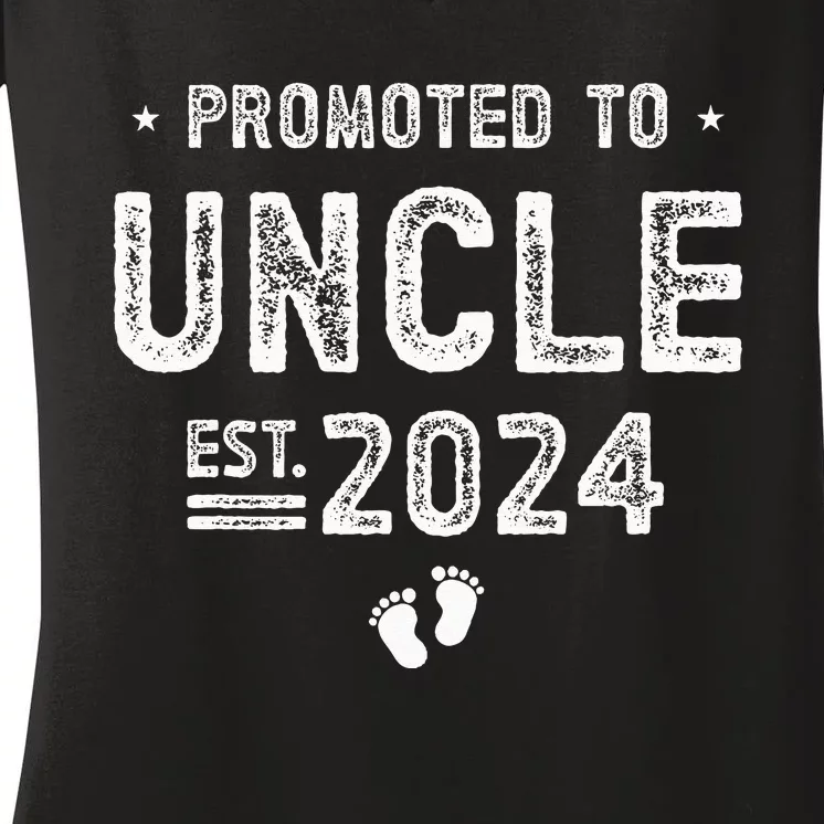 Promoted to Uncle 2024 Soon To Be Uncle Women's V-Neck T-Shirt