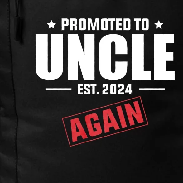 Promoted To Uncle Est 2024 Again Baby Announcement Daily Commute Backpack