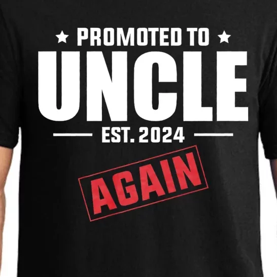 Promoted To Uncle Est 2024 Again Baby Announcement Pajama Set