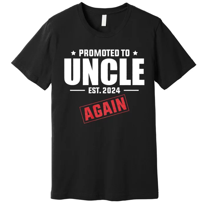 Promoted To Uncle Est 2024 Again Baby Announcement Premium T-Shirt