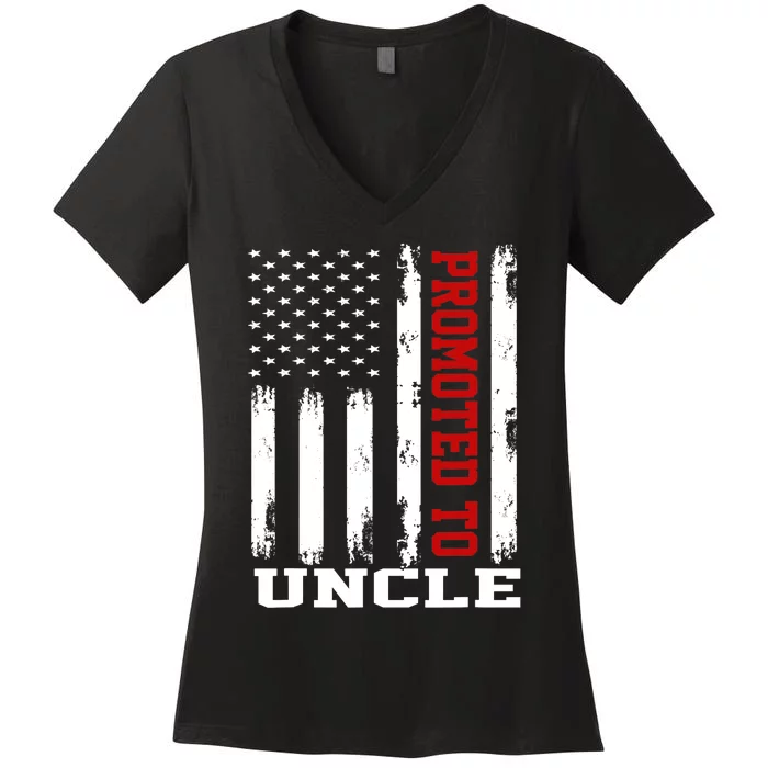 Promoted To Uncle Vintage Flag Soon To Be Uncle Fathers Day Women's V-Neck T-Shirt