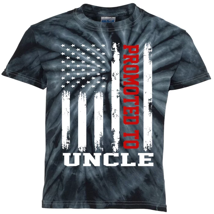 Promoted To Uncle Vintage Flag Soon To Be Uncle Fathers Day Kids Tie-Dye T-Shirt