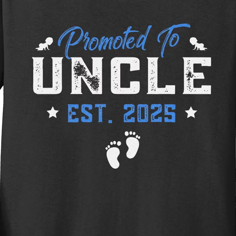 Promoted To Uncle 2025 Present For First Time New Uncle Kids Long Sleeve Shirt