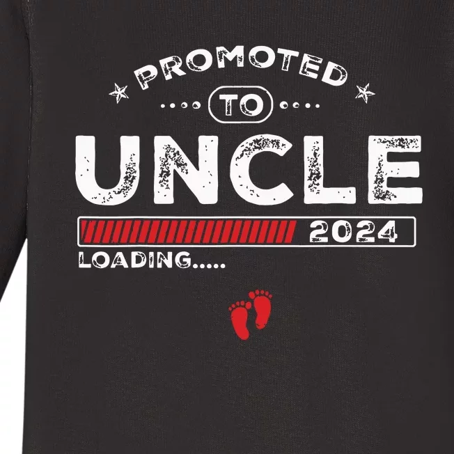 Promoted To Uncle Est 2024 Loading Soon To Be Dad Uncle Baby Long Sleeve Bodysuit