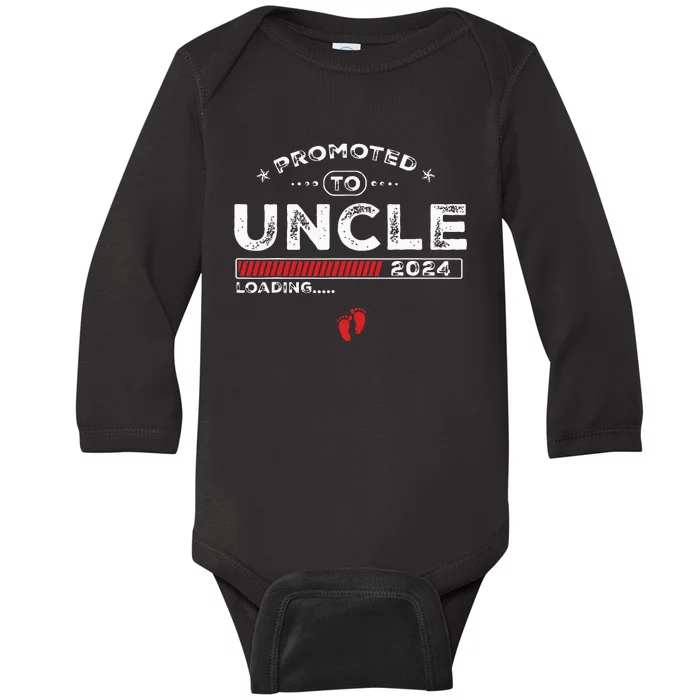 Promoted To Uncle Est 2024 Loading Soon To Be Dad Uncle Baby Long Sleeve Bodysuit