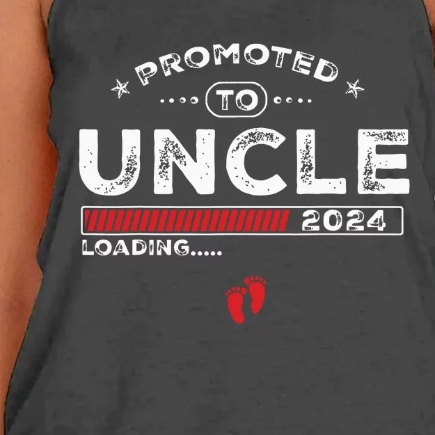 Promoted To Uncle Est 2024 Loading Soon To Be Dad Uncle Women's Knotted Racerback Tank