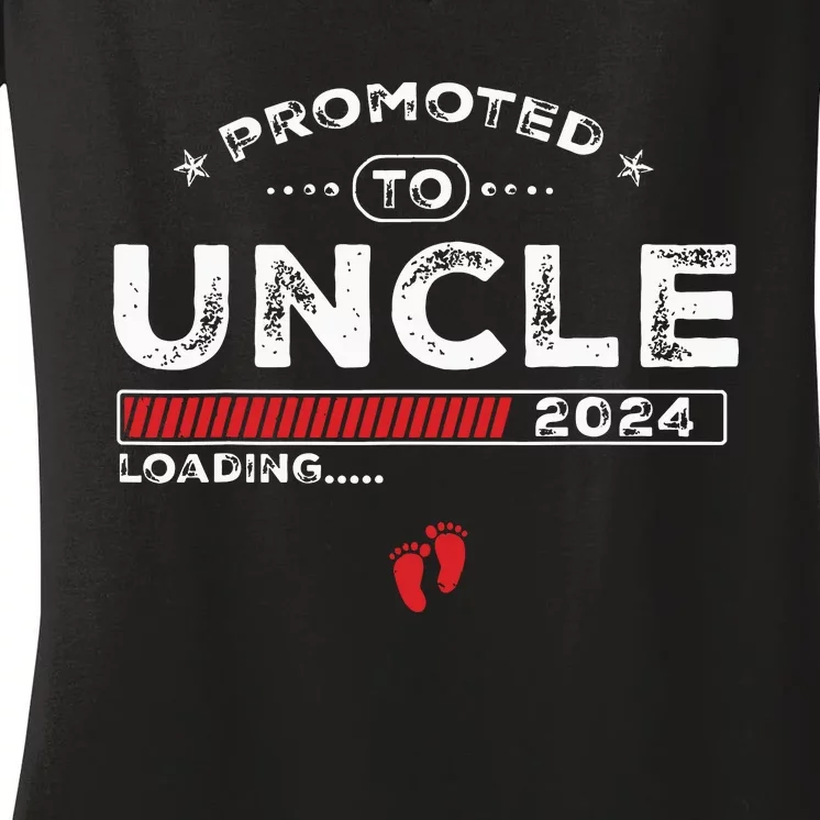 Promoted To Uncle Est 2024 Loading Soon To Be Dad Uncle Women's V-Neck T-Shirt