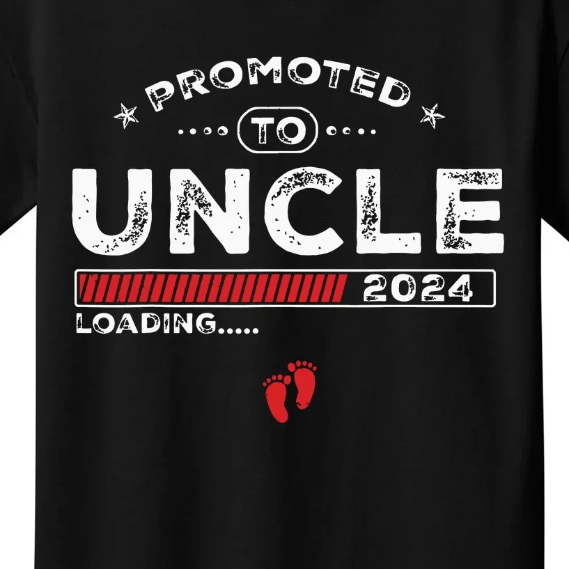 Promoted To Uncle Est 2024 Loading Soon To Be Dad Uncle Kids T-Shirt