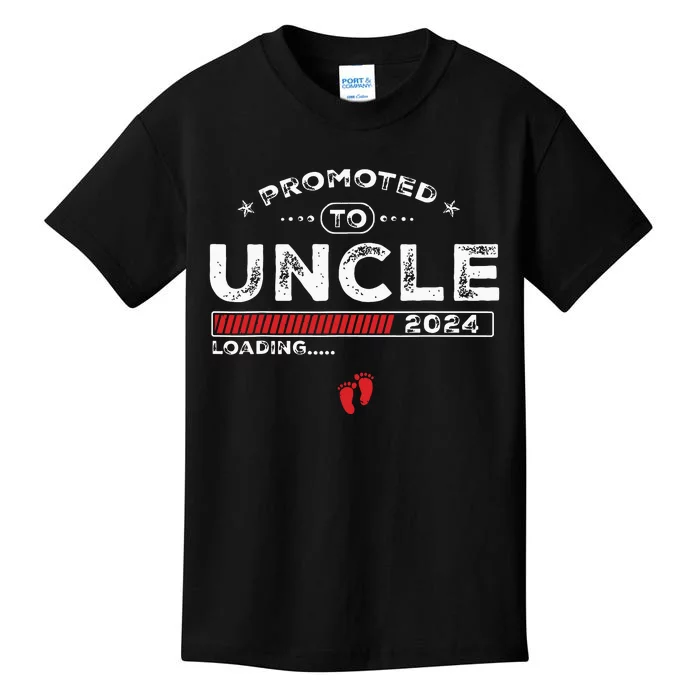 Promoted To Uncle Est 2024 Loading Soon To Be Dad Uncle Kids T-Shirt