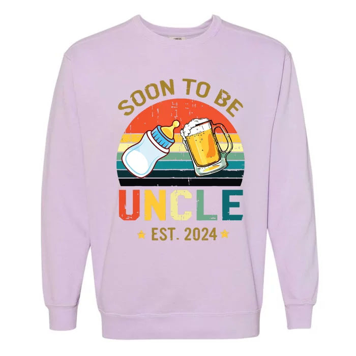 Promoted To Uncle Est 2024 Pregnancy Soon To Be Uncle Garment-Dyed Sweatshirt