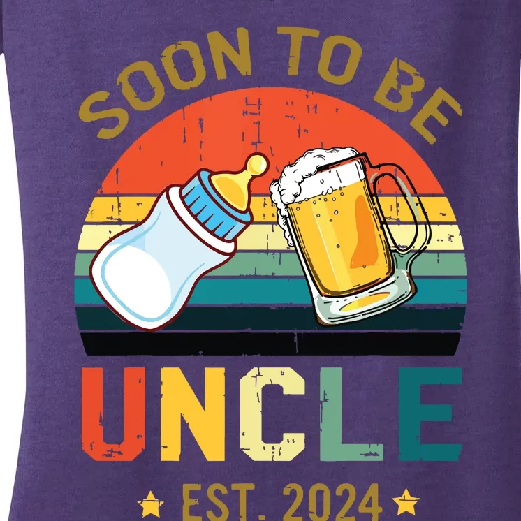 Promoted To Uncle Est 2024 Pregnancy Soon To Be Uncle Women's V-Neck T-Shirt