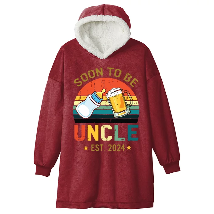 Promoted To Uncle Est 2024 Pregnancy Soon To Be Uncle Hooded Wearable Blanket