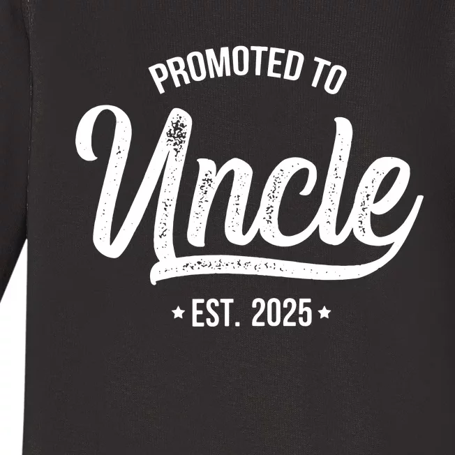 Promoted To Uncle 2025 New Uncle Announcement Uncle Est 2025 Baby Long Sleeve Bodysuit