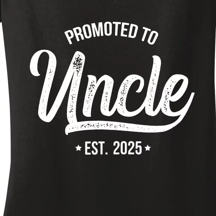 Promoted To Uncle 2025 New Uncle Announcement Uncle Est 2025 Women's V-Neck T-Shirt