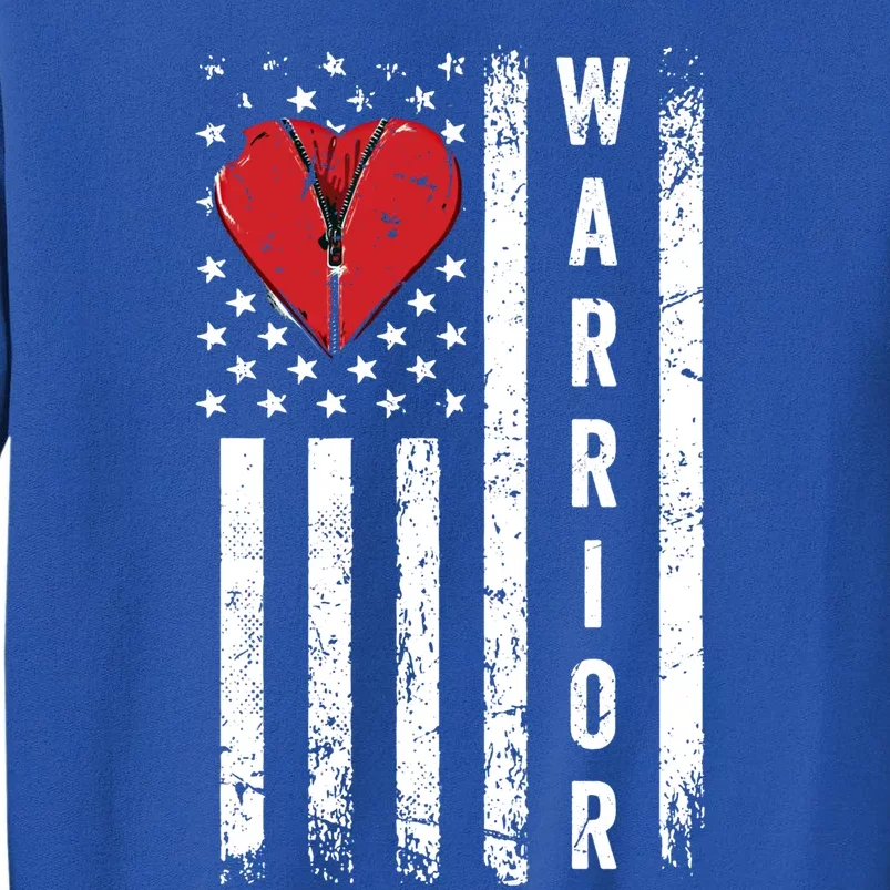 Patriotic Transplant Us Flag Open Heart Surgery Warrior Gift Tall Sweatshirt