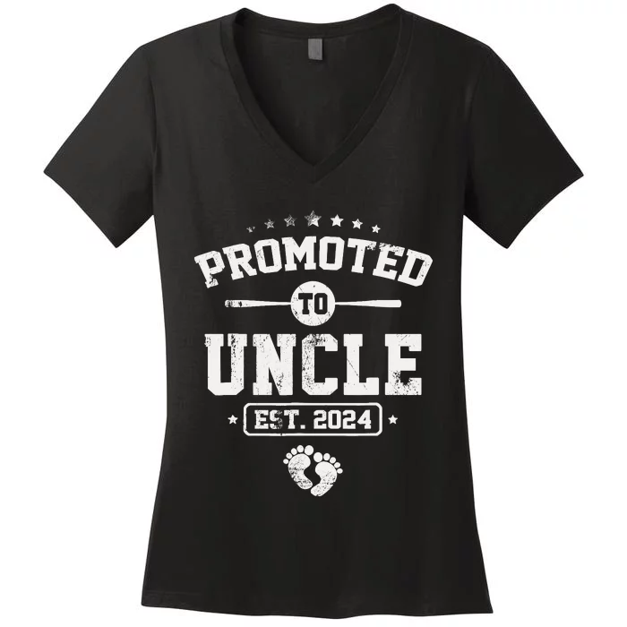 Promoted To Uncle Again 2024 Soon To Be Uncle Again Women's V-Neck T-Shirt