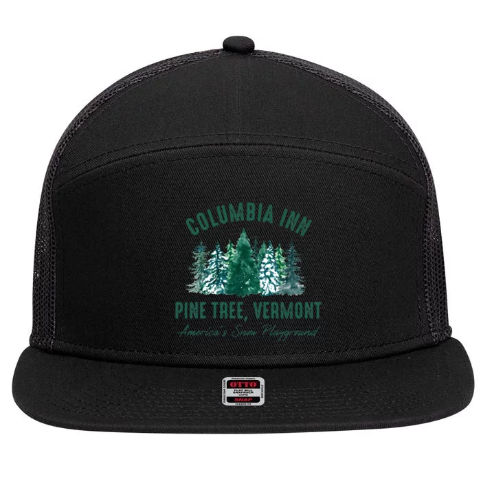 Pine Tree Vermont Always A White Christmas Tree 7 Panel Mesh Trucker Snapback Hat