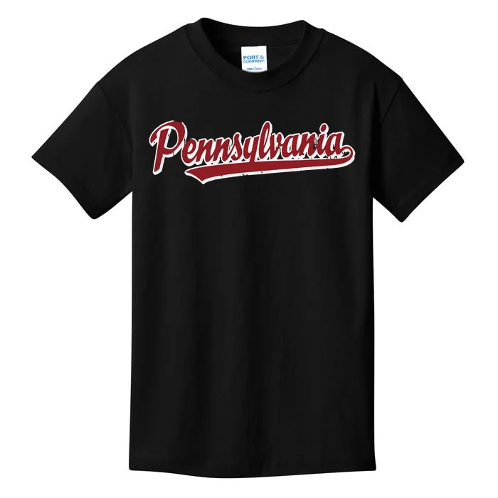 Pennsylvania T Vintage Sports Design Retro Script Kids T-Shirt