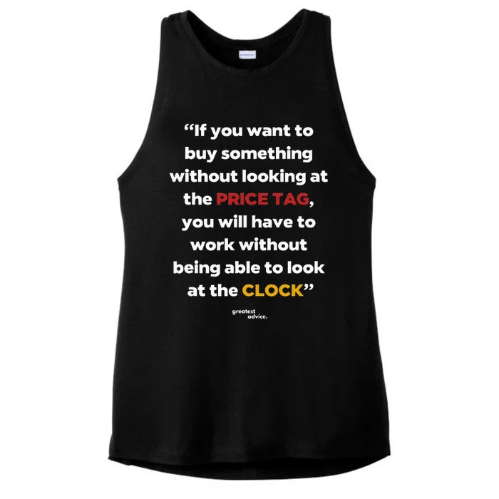 Price Tag Vs. Clock Financial Freedom Motivational Quote Ladies Tri-Blend Wicking Tank