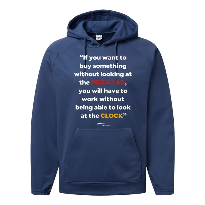 Price Tag Vs. Clock Financial Freedom Motivational Quote Performance Fleece Hoodie