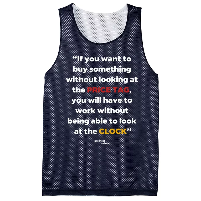 Price Tag Vs. Clock Financial Freedom Motivational Quote Mesh Reversible Basketball Jersey Tank