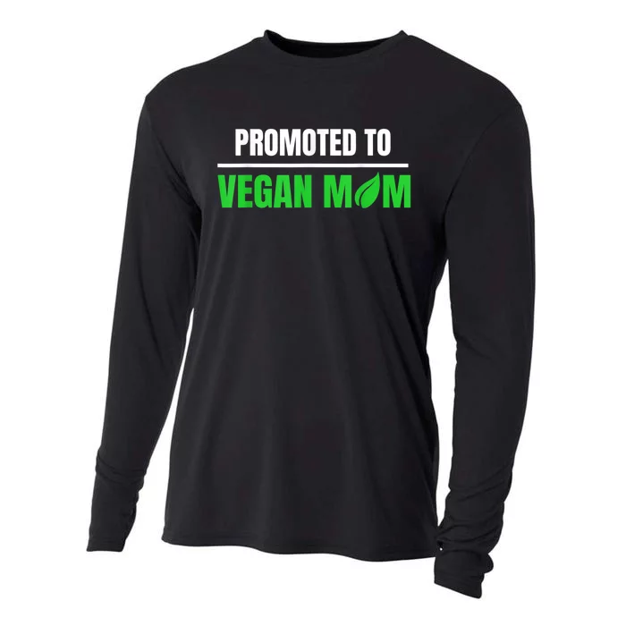 Promoted To Vegan Mom Pregnancy Gift And Mother's Day Gift Cooling Performance Long Sleeve Crew