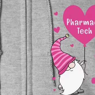 Pharmacy Tech Valentine Gnome Nurse Gift Valentine's Day Full Zip Hoodie