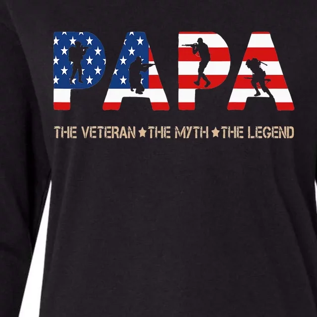 Papa The Veteran The Myth The Legend Womens Cotton Relaxed Long Sleeve T-Shirt