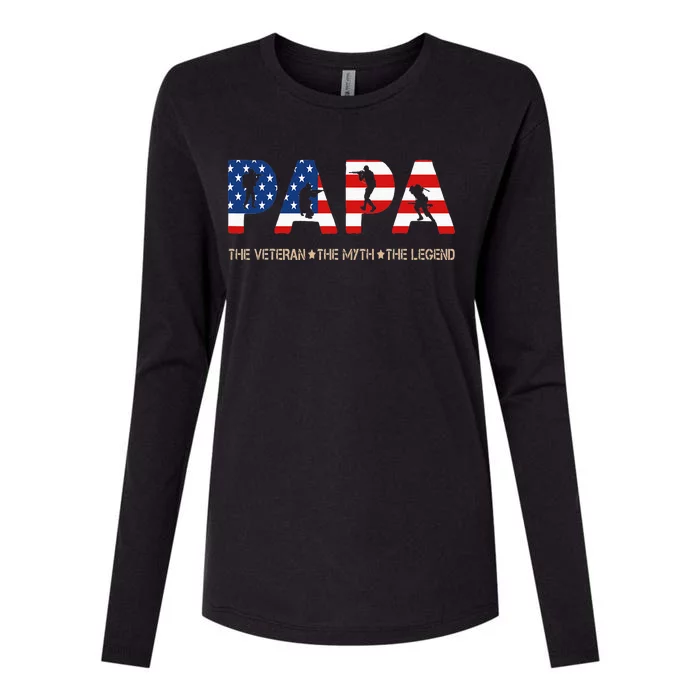 Papa The Veteran The Myth The Legend Womens Cotton Relaxed Long Sleeve T-Shirt