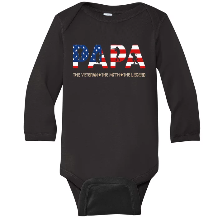 Papa The Veteran The Myth The Legend Baby Long Sleeve Bodysuit