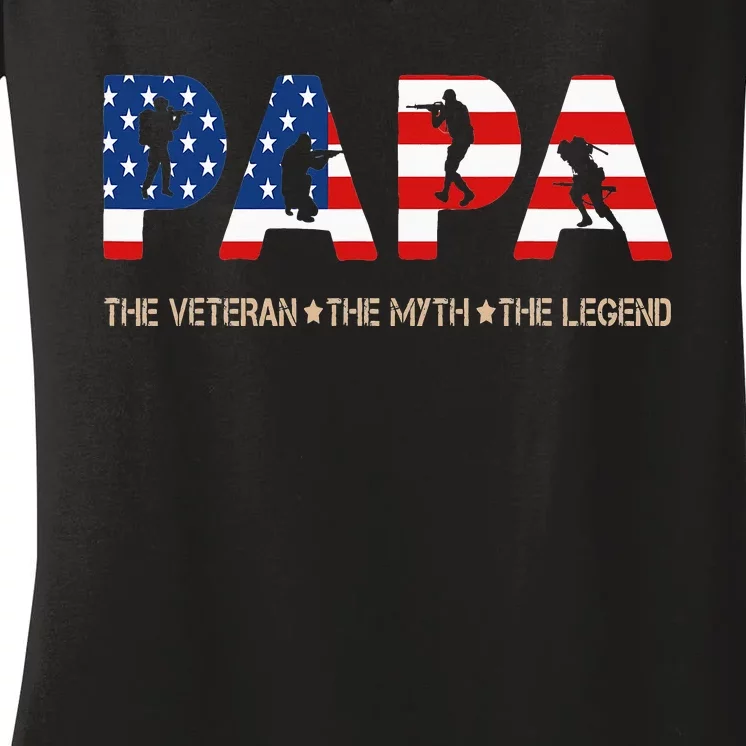 Papa The Veteran The Myth The Legend Women's V-Neck T-Shirt