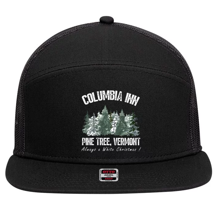 Pine Tree Vermont Always A White Christmas Tree Holiday 7 Panel Mesh Trucker Snapback Hat