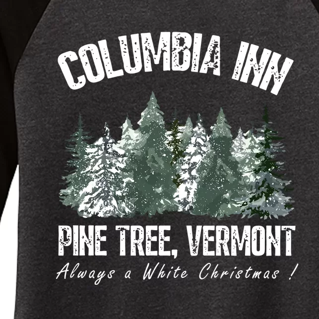 Pine Tree Vermont Always A White Christmas Tree Holiday Women's Tri-Blend 3/4-Sleeve Raglan Shirt