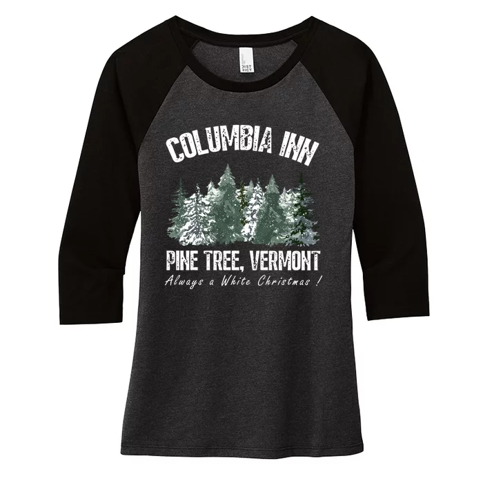 Pine Tree Vermont Always A White Christmas Tree Holiday Women's Tri-Blend 3/4-Sleeve Raglan Shirt