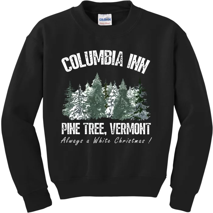 Pine Tree Vermont Always A White Christmas Tree Holiday Kids Sweatshirt