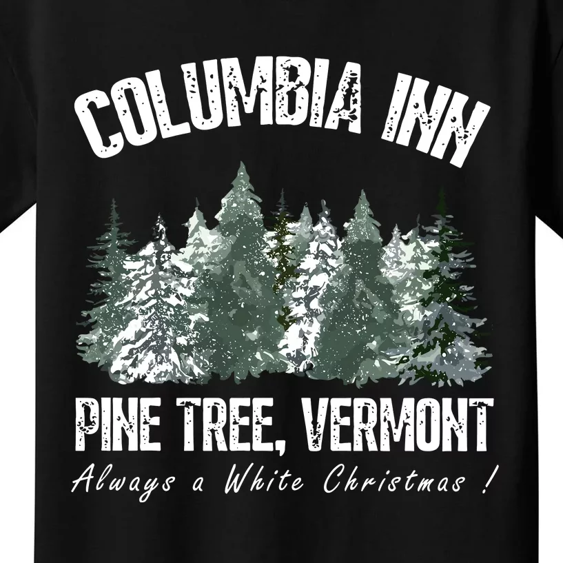 Pine Tree Vermont Always A White Christmas Tree Holiday Kids T-Shirt