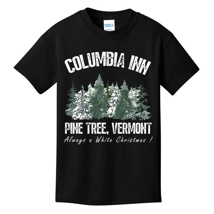 Pine Tree Vermont Always A White Christmas Tree Holiday Kids T-Shirt