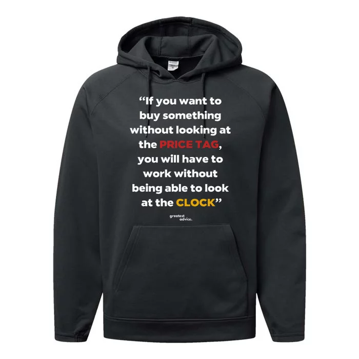 Price Tag Vs. Clock Financial Freedom Motivational Performance Fleece Hoodie